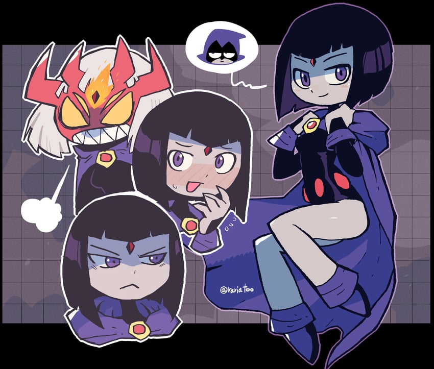 raven and demonic raven (dc comics and 2 more) drawn by rariatto_(ganguri)