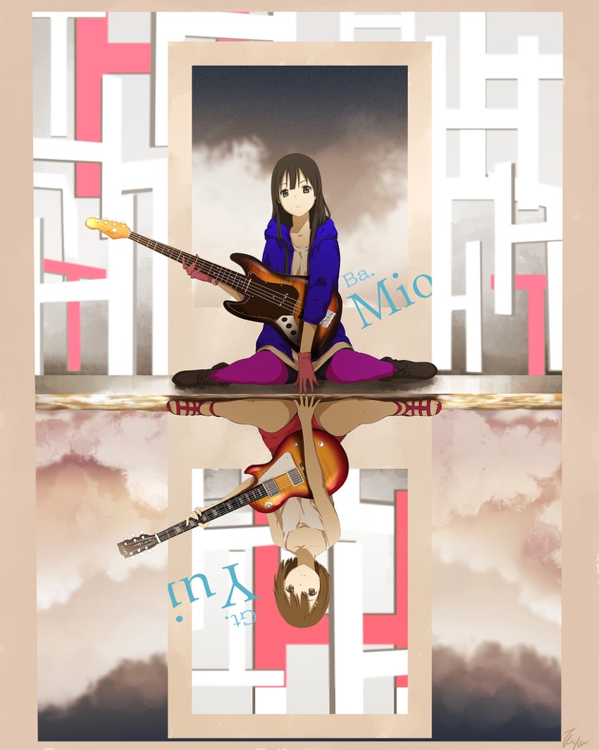 akiyama mio and hirasawa yui (k-on!) drawn by taka.yana