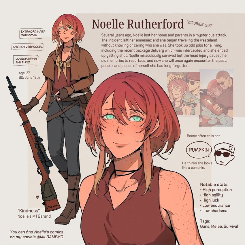courier, noelle rutherford, craig boone, and jalapeno (fallout and 1 more) drawn by milramemo