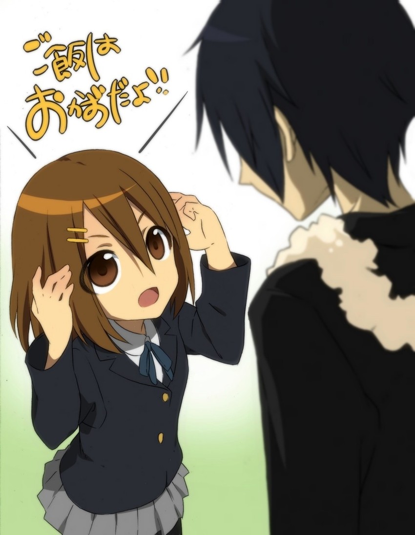 hirasawa yui and orihara izaya (k-on! and 1 more) drawn by kiya_machi