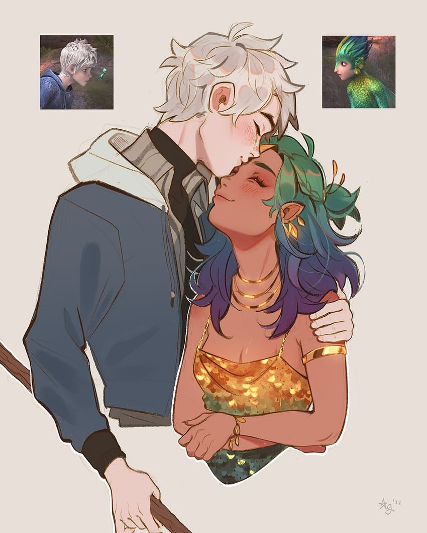 jack frost, toothiana, and baby tooth (rise of the guardians) drawn by aleikats