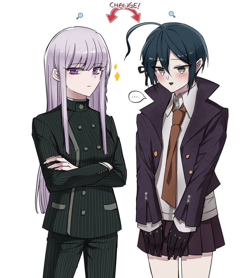 saihara shuichi and kirigiri kyoko (danganronpa and 2 more) drawn by lysm425