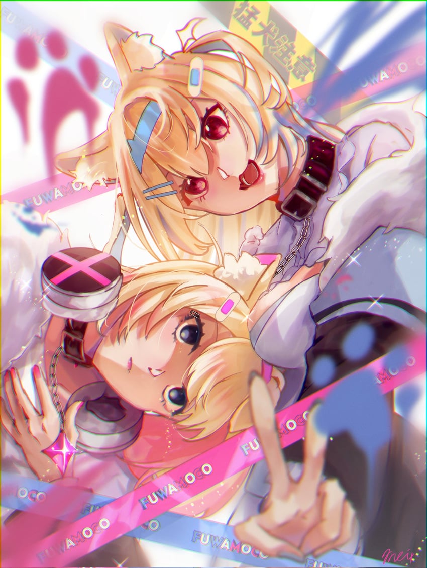 fuwawa abyssgard and mococo abyssgard (hololive and 1 more) drawn by 414_mei4