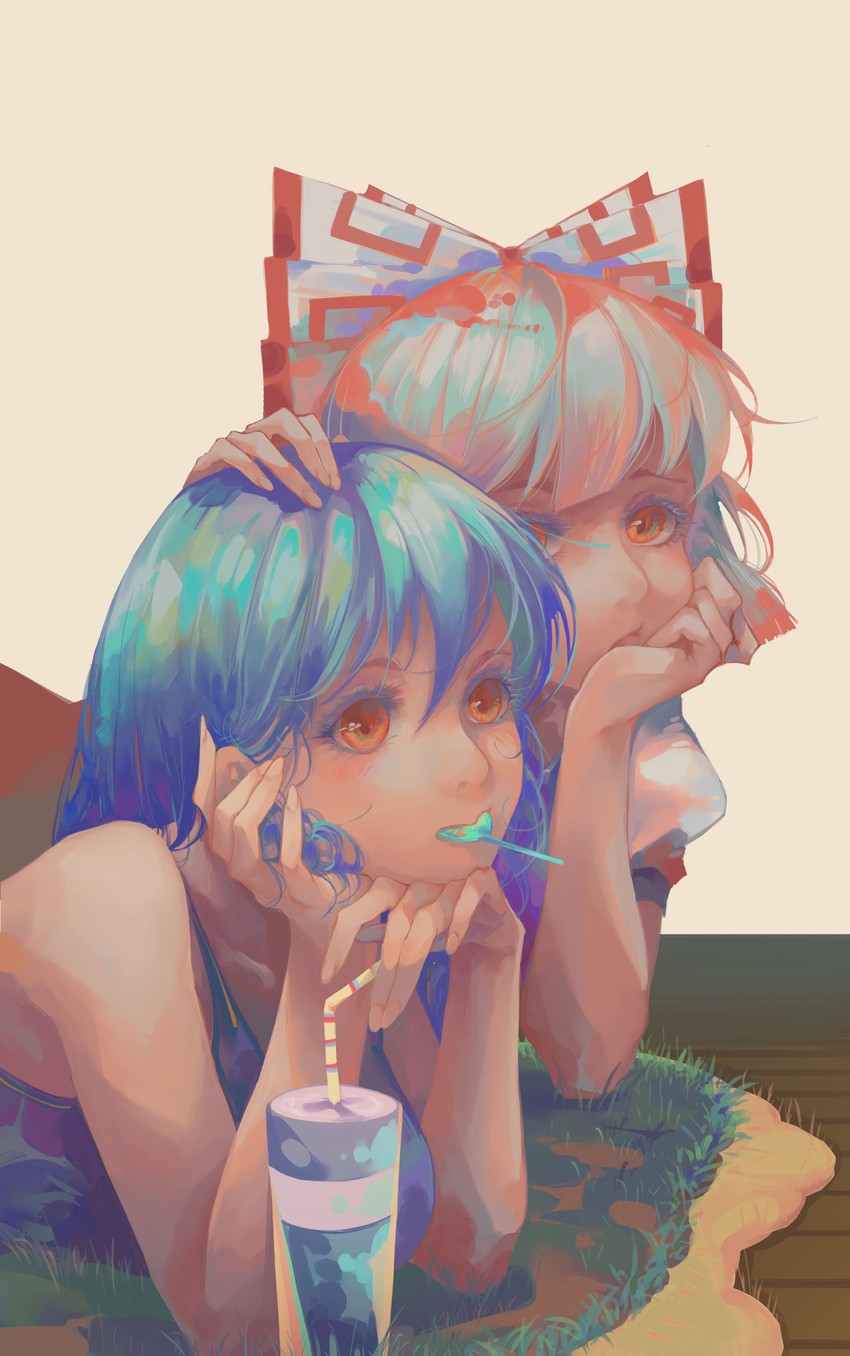 fujiwara no mokou and kamishirasawa keine (touhou) drawn by worini