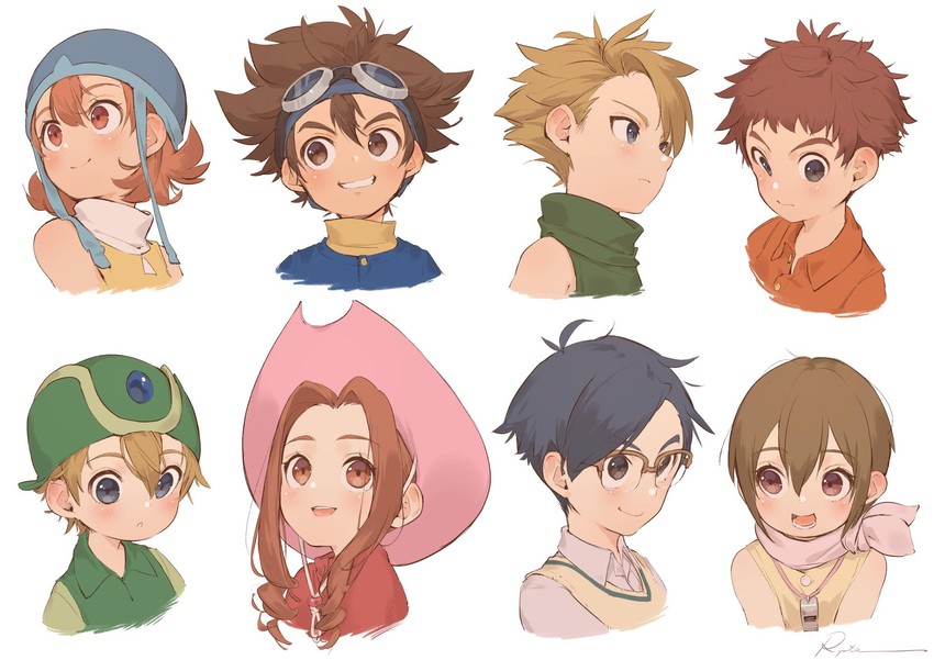 yagami hikari, yagami taichi, tachikawa mimi, takenouchi sora, takaishi takeru, and 3 more (digimon and 1 more) drawn by ryota_(ry_o_ta)