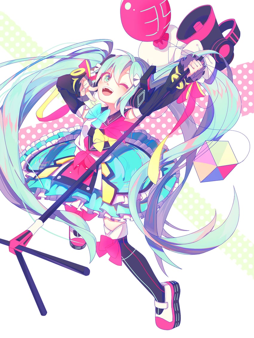 hatsune miku and magical mirai miku (vocaloid and 1 more) drawn by namae_mo_nai