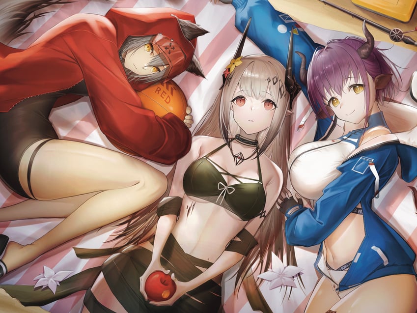 mudrock, projekt red, and sideroca (arknights) drawn by seseri_aoba