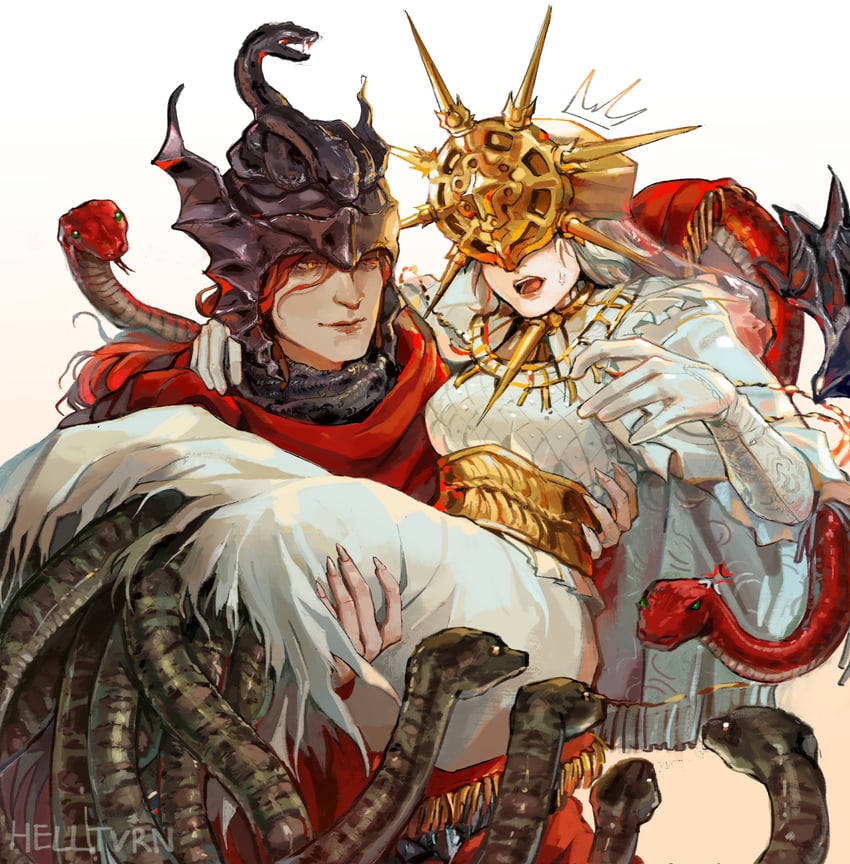 dark sun gwyndolin and messmer the impaler (elden ring and 3 more) drawn by ornsteinbekasi