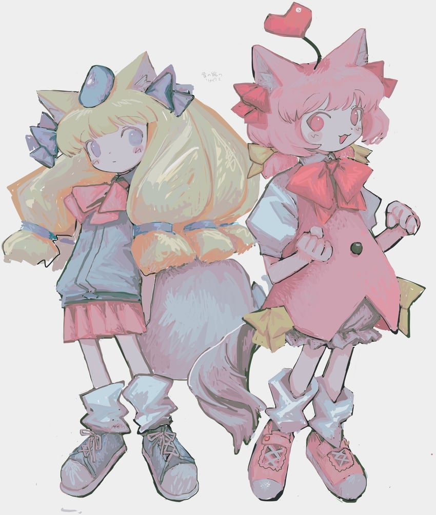 nekoashi otome and kyuuri ponpon toto rozanna (towelket wo mou ichido and 1 more) drawn by morumorumimiri