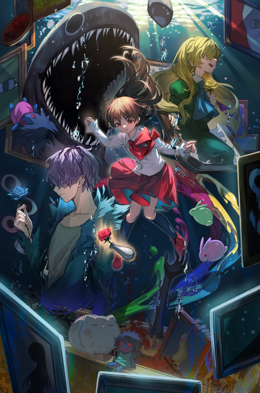 ib, mary, garry, and doll (ib) drawn by a_harart