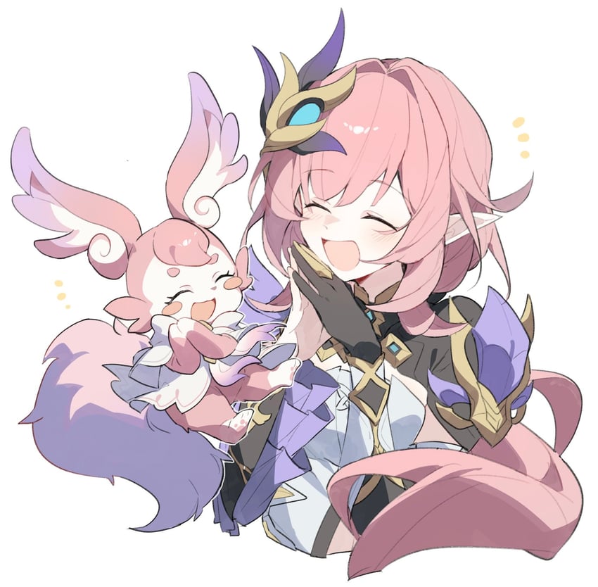 elysia and mem (honkai and 2 more) drawn by nonaa4141