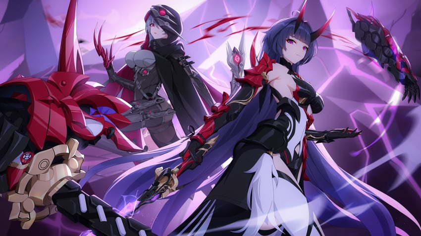 raiden mei and raven (honkai and 1 more) drawn by wu_ganlan_cai