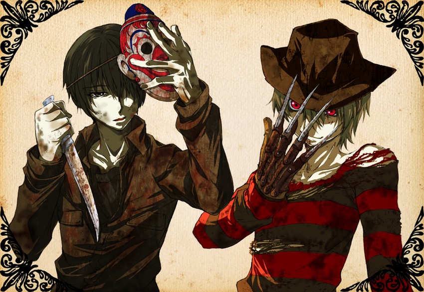 jason voorhees, freddy krueger, and arai shouji (friday the 13th and 2 more) drawn by tanutanupatty