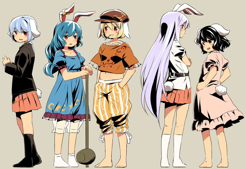 reisen udongein inaba, inaba tewi, seiran, ringo, and reisen (touhou) drawn by yudepii
