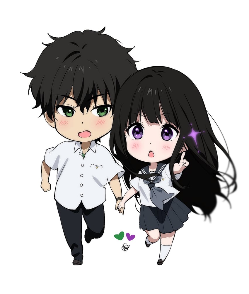 chitanda eru and oreki houtarou (hyouka) drawn by mery_(yangmalgage)