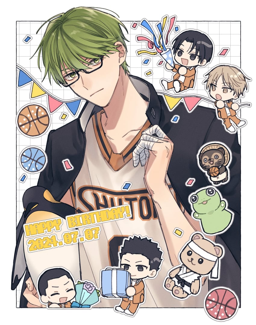 midorima shintarou, takao kazunari, miyaji kiyoshi, outsubo taisuke, and kimura shinsuke (kuroko no basuke) drawn by kiri_se