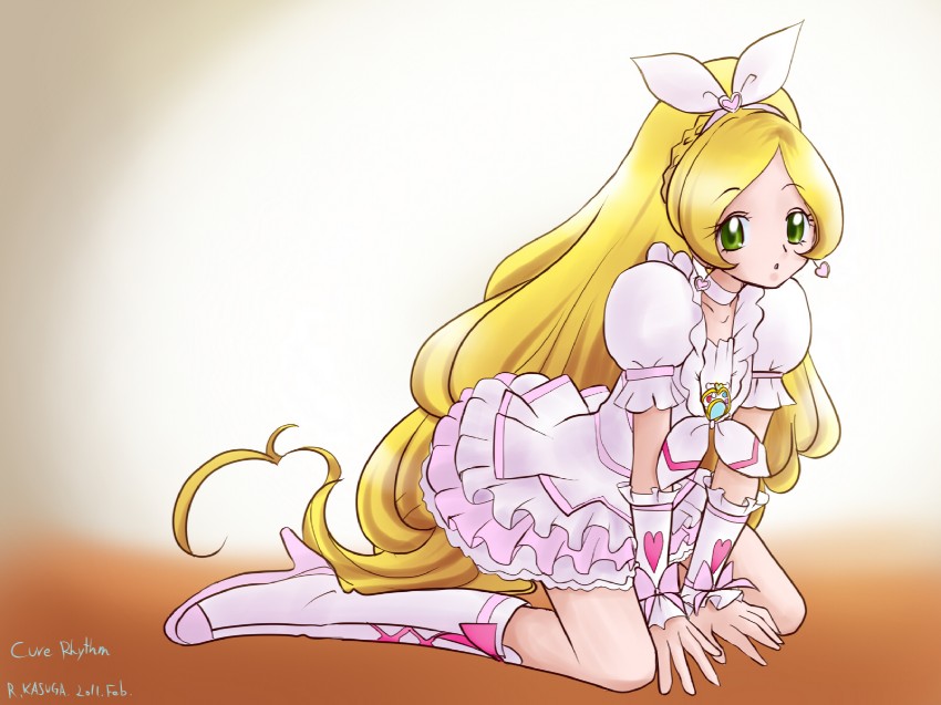 minamino kanade and cure rhythm (precure and 1 more) drawn by kasuga_rurito