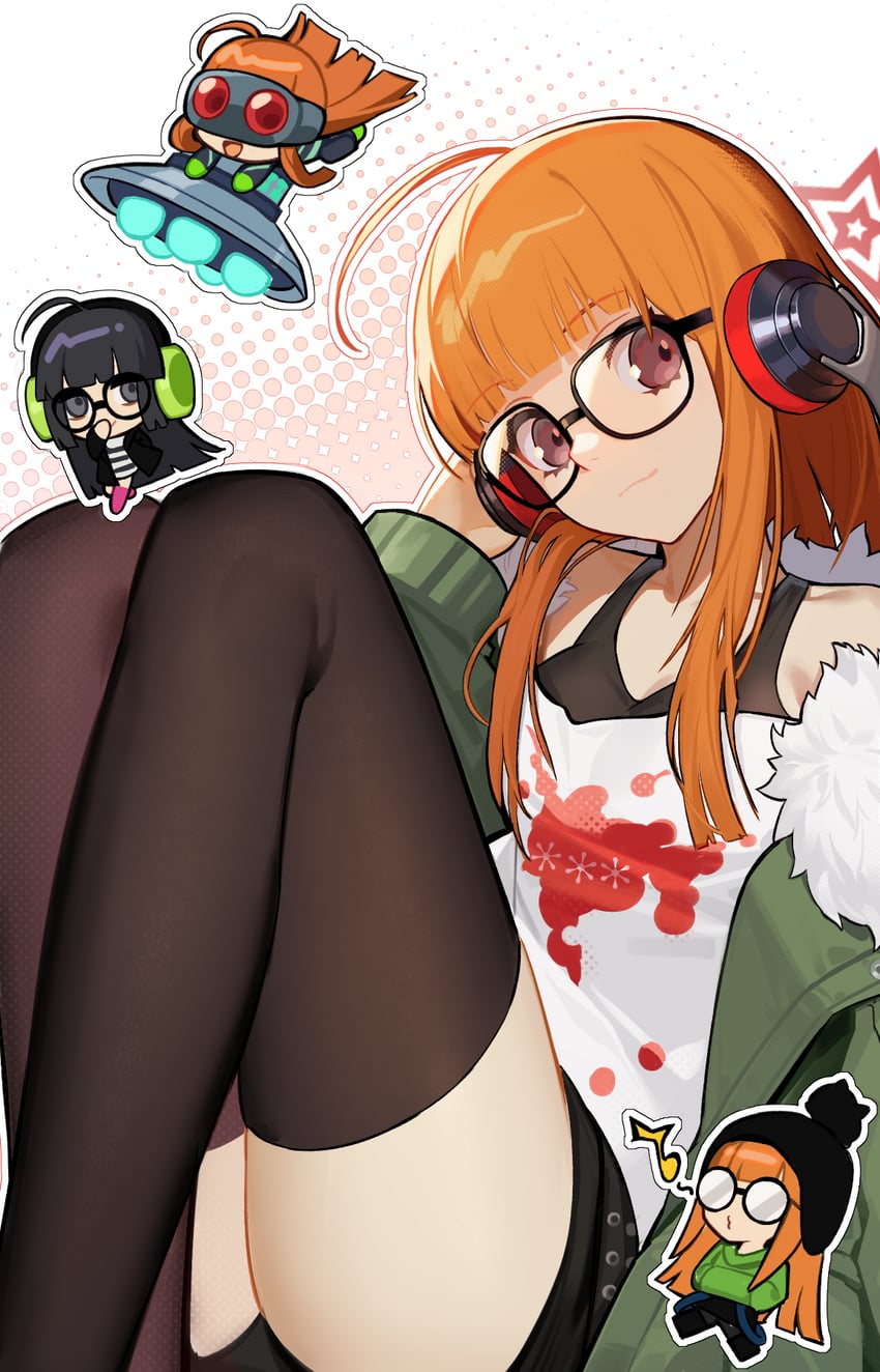 sakura futaba (persona and 2 more) drawn by newflame