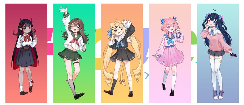 sim chan, lunaby, suki, harukami mei, and morie (hojo studio) drawn by rie_ccat