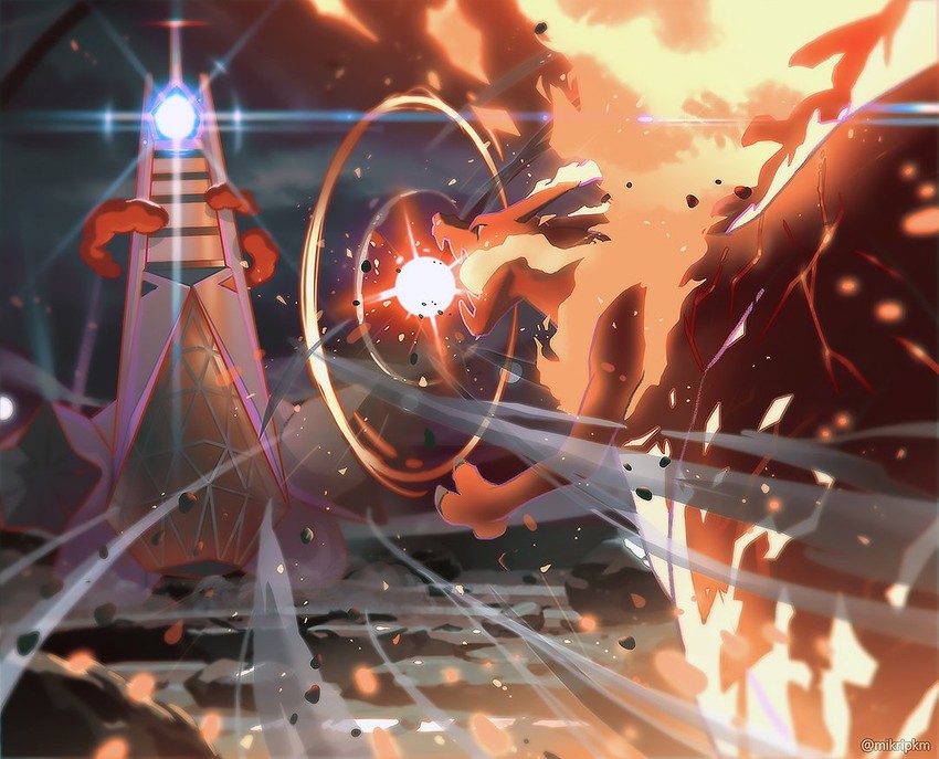 charizard, duraludon, gigantamax charizard, and gigantamax duraludon (pokemon) drawn by mikripkm