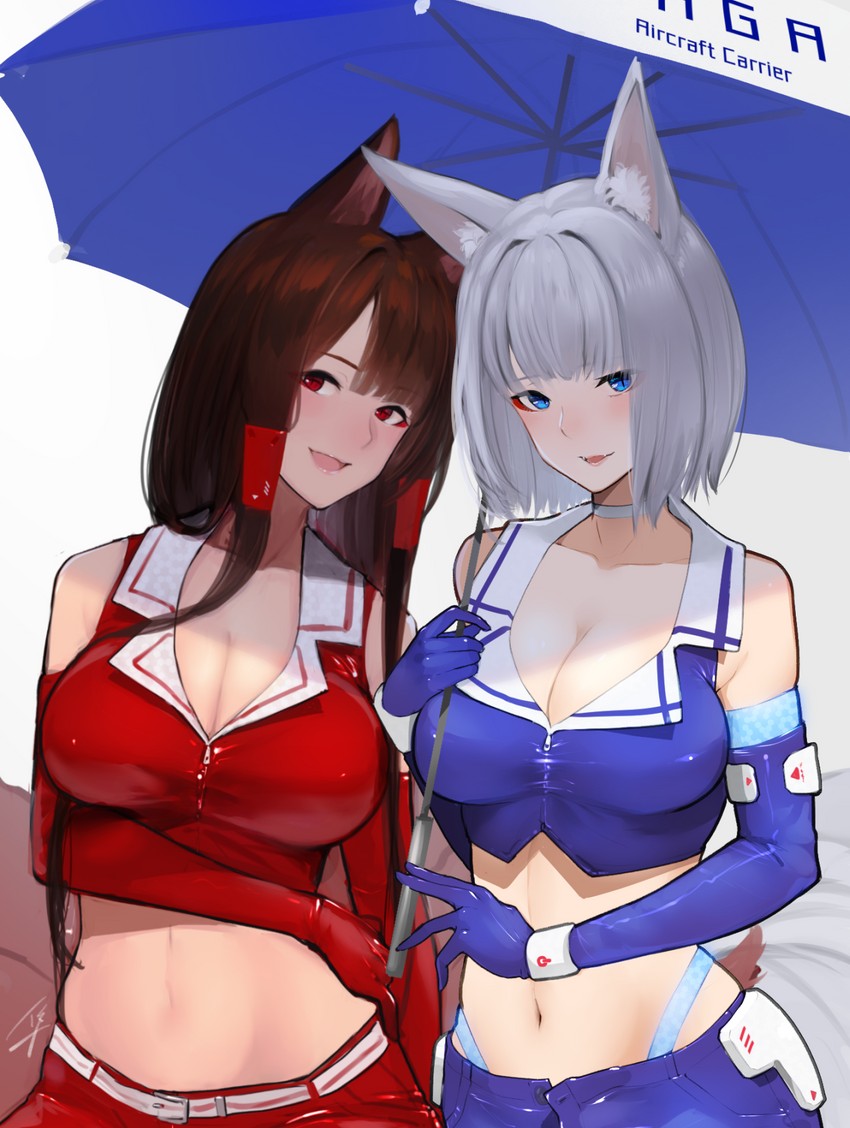 kaga and akagi (azur lane) drawn by hayabusa_(vert_320)