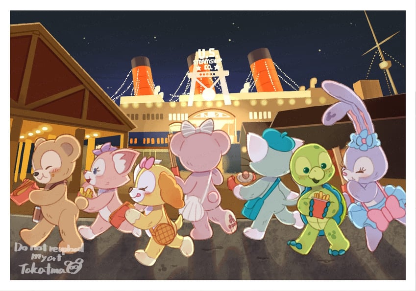 duffy the disney bear, gelatoni, shelliemay, stellalou, olu mel, and 2 more (duffy and friends) drawn by takatmaorange