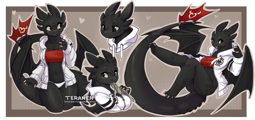 toothless (how to train your dragon) drawn by teranen