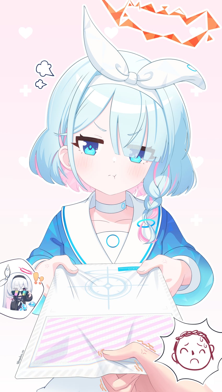 sensei, doodle sensei, arona, and plana (blue archive) drawn by hancho