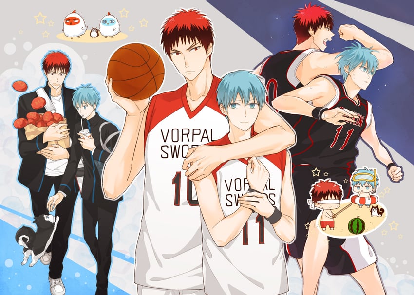kuroko tetsuya and kagami taiga (kuroko no basuke) drawn by chirol22