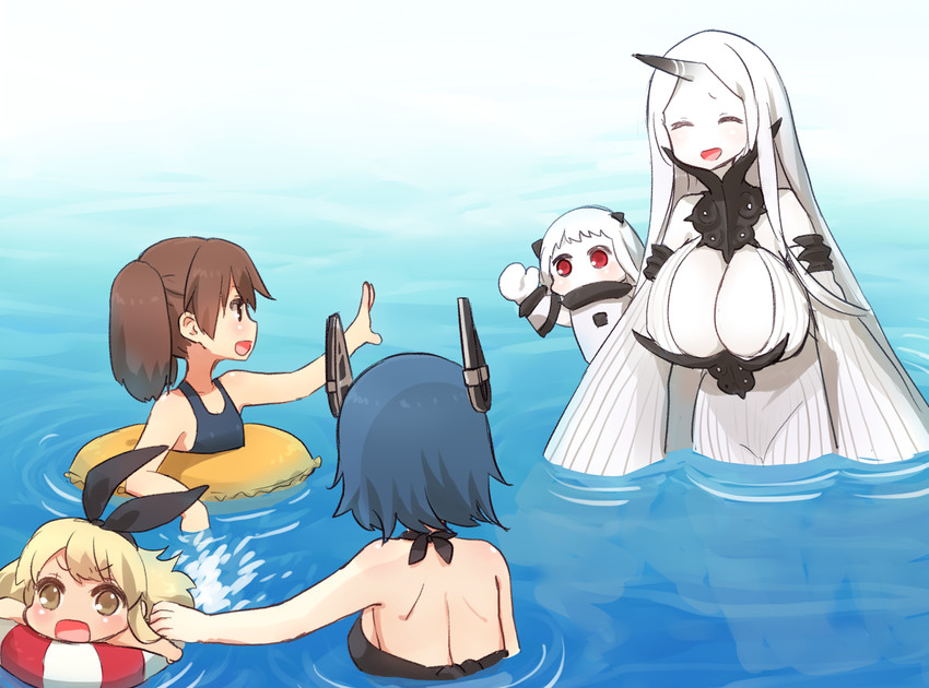 shimakaze, tenryuu, ryuujou, northern ocean princess, and seaport water oni (kantai collection) drawn by sawatari_(sado)
