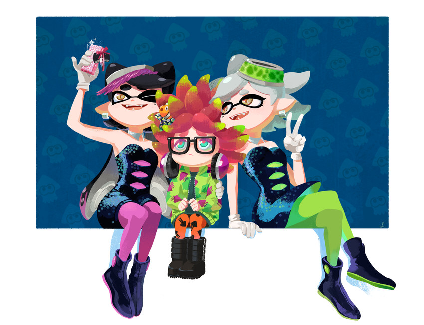 callie, marie, and annie (splatoon and 1 more) drawn by sophie_(693432)