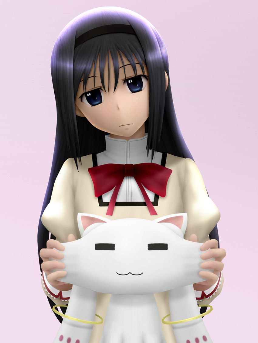 akemi homura and kyubey (mahou shoujo madoka magica) drawn by siraha