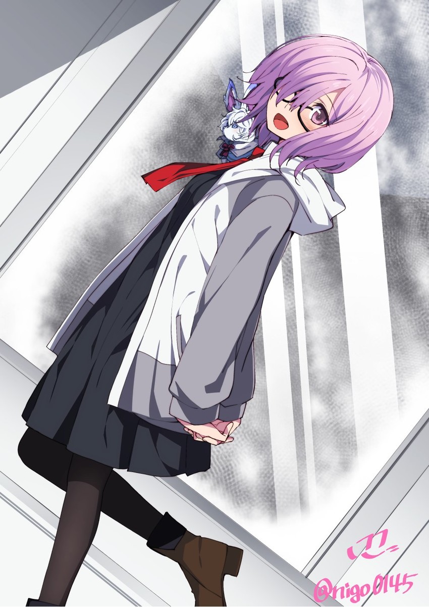 mash kyrielight and fou (fate and 1 more) drawn by nigo_(aozoragarou)