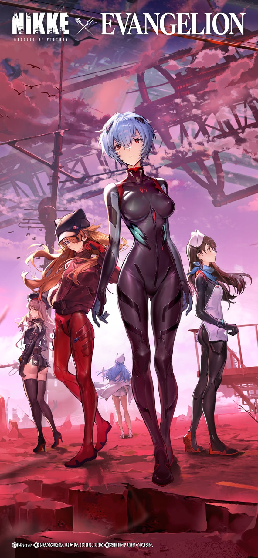 souryuu asuka langley, ayanami rei, rapi, helm, and suzuhara sakura (neon genesis evangelion and 3 more)