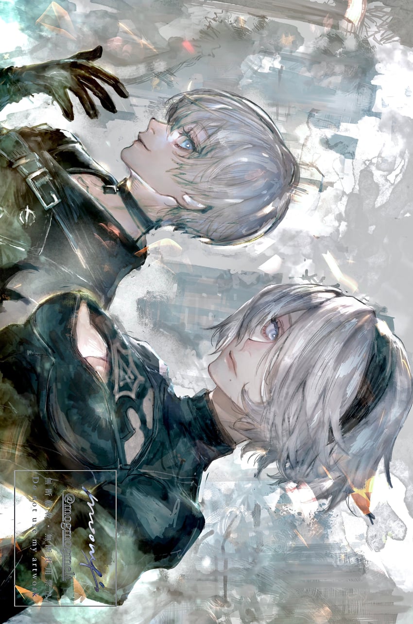 2b and 9s (nier and 1 more) drawn by moony_(mogmogmelt)