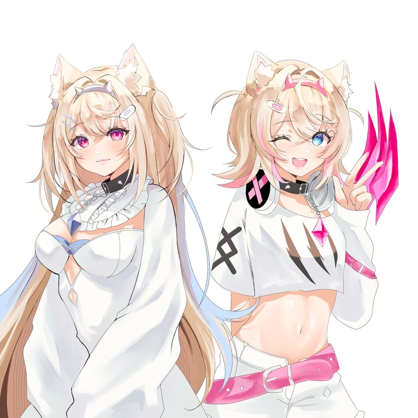 fuwawa abyssgard and mococo abyssgard (hololive and 1 more) drawn by okayjennie