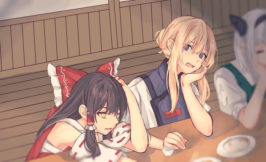 hakurei reimu, konpaku youmu, and yakumo yukari (touhou) drawn by ayura8901