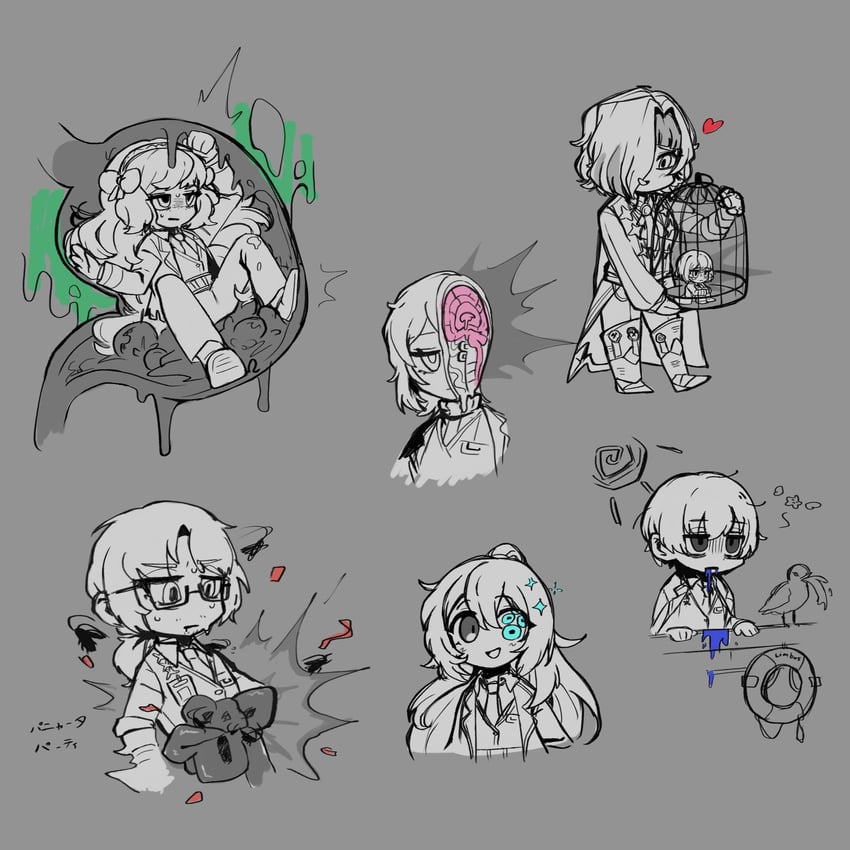 ishmael, faust, sinclair, yi sang, hong lu, and 2 more (project moon and 2 more) drawn by d7_5t