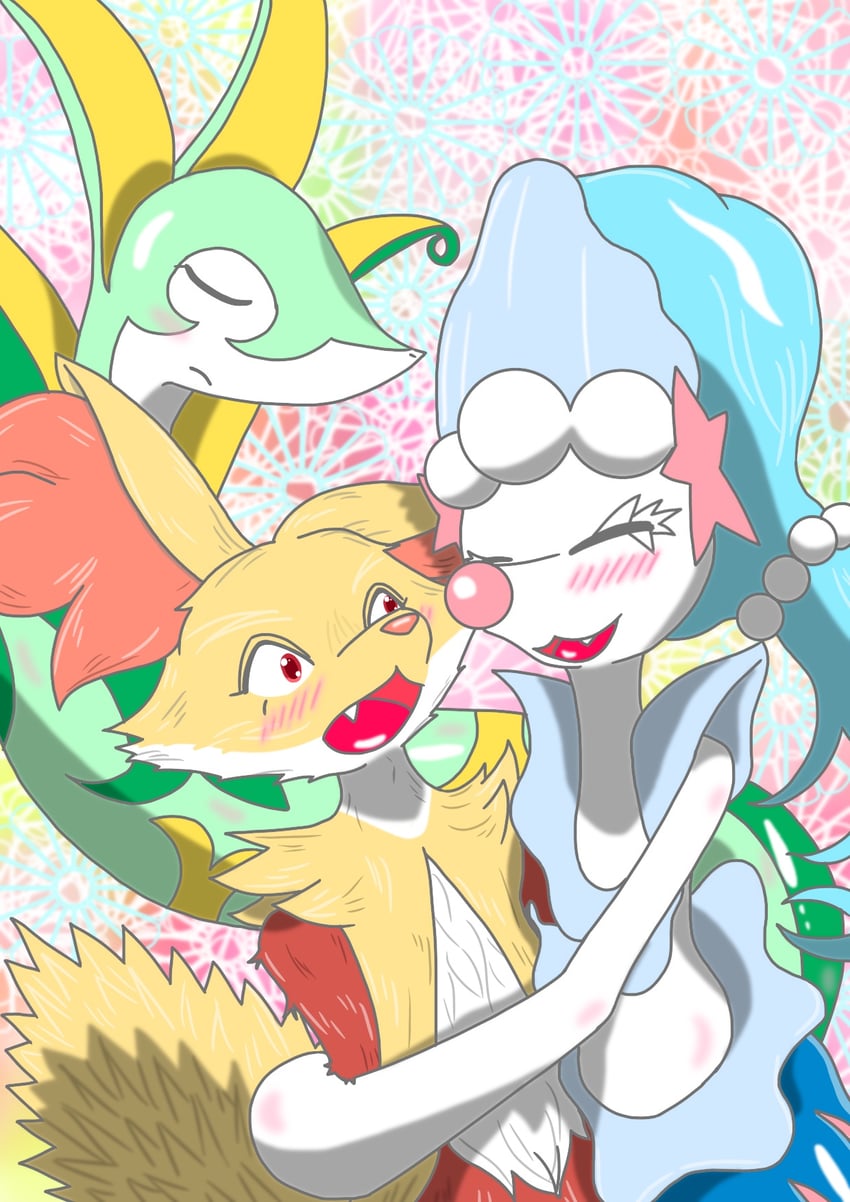 primarina, serperior, and delphox (pokemon) drawn by roya_zoo