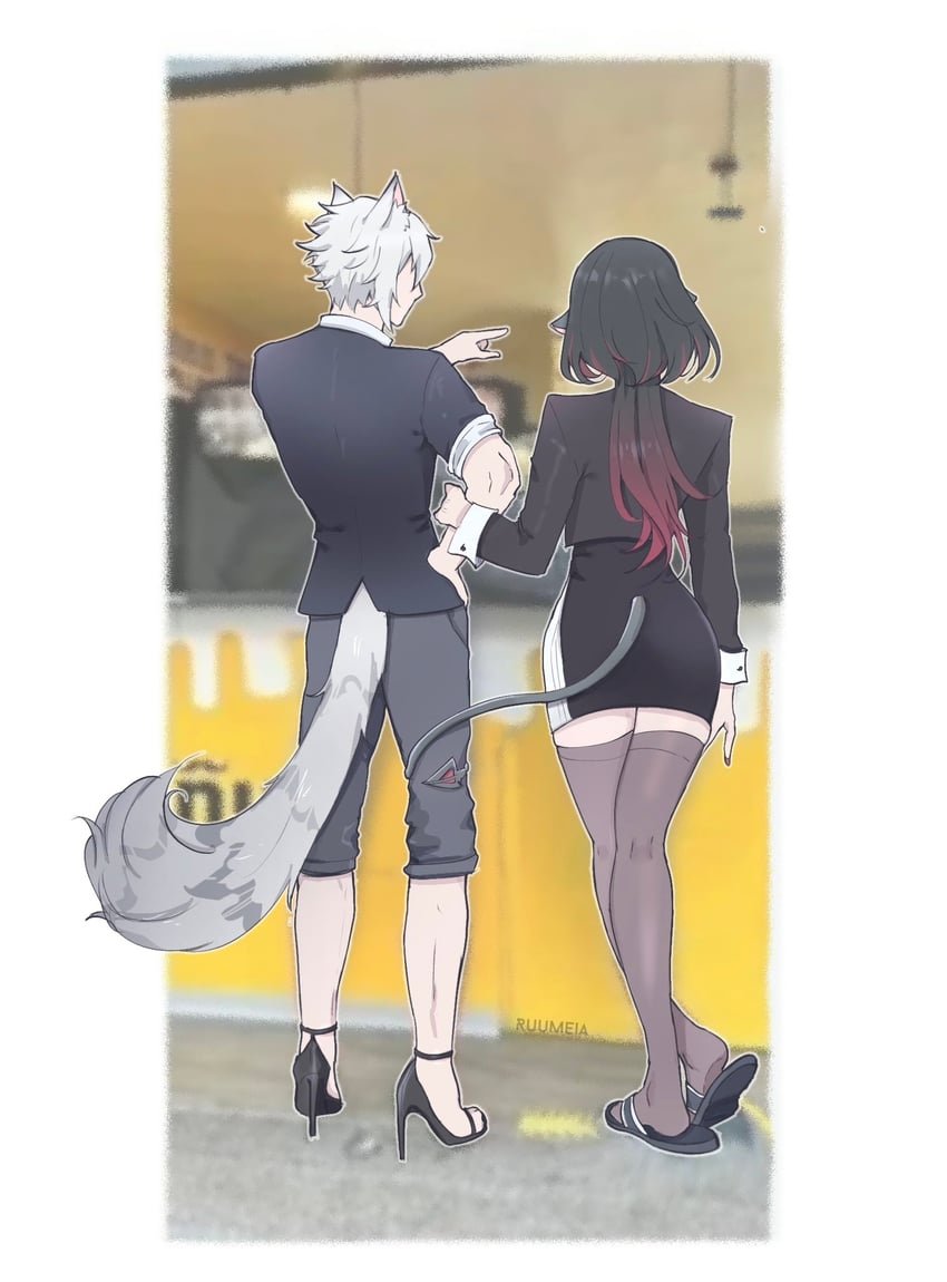 jane doe and seth lowell (zenless zone zero) drawn by ruumeia