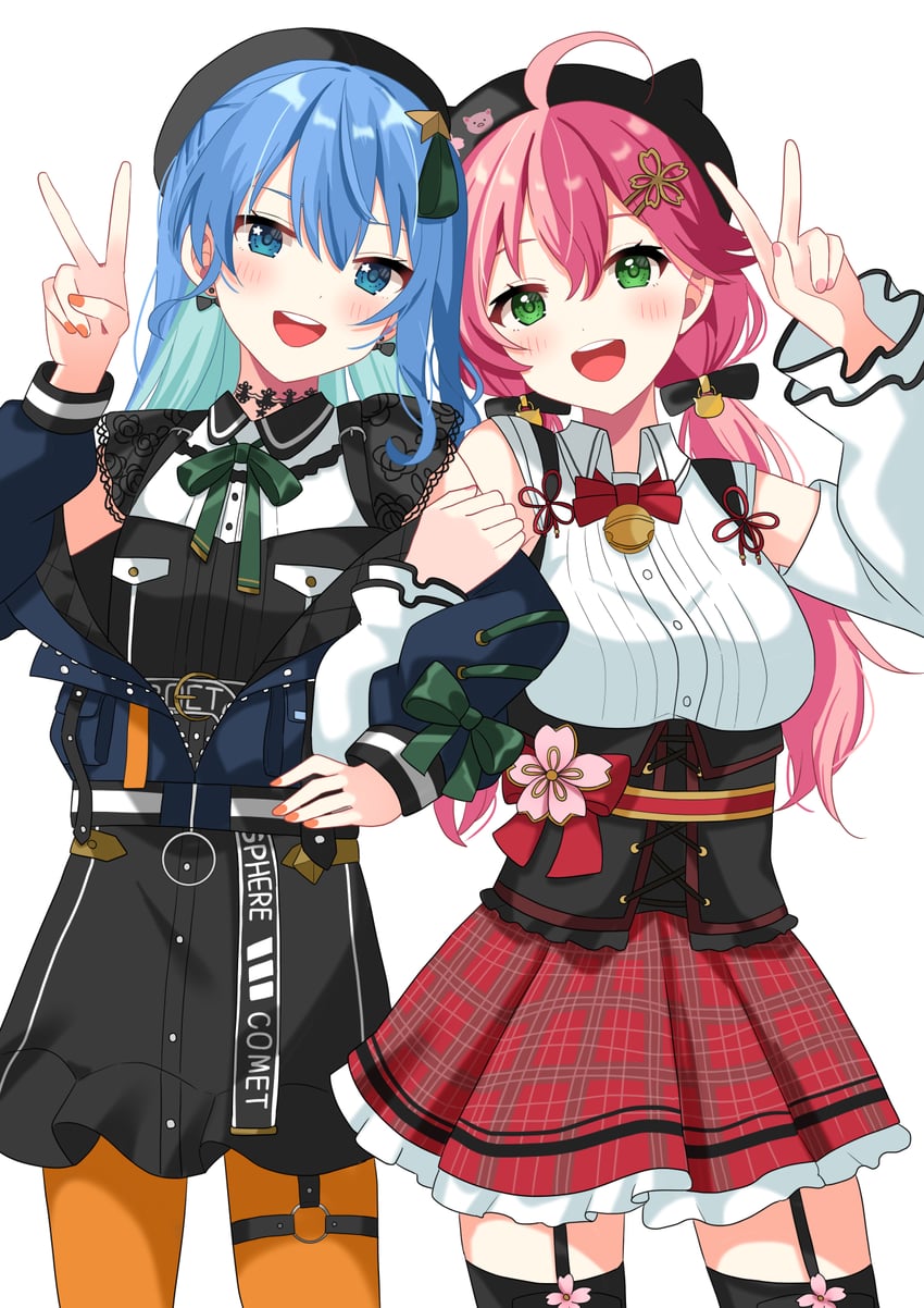 hoshimachi suisei and sakura miko (hololive) drawn by hinota_(hkgskd)