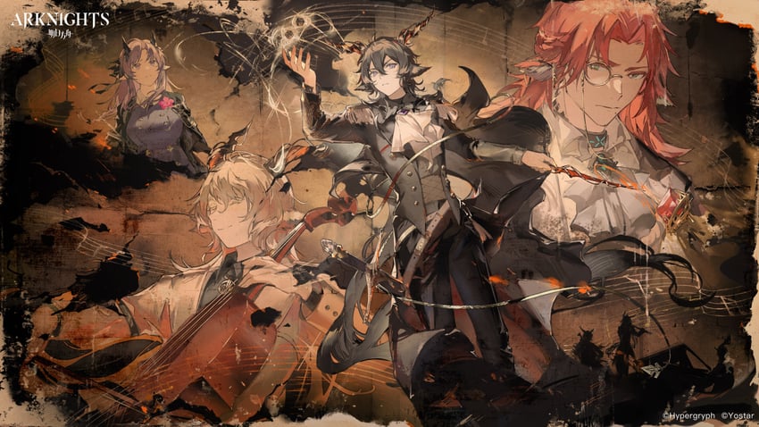 ebenholz, hibiscus, kreide, hibiscus the purifier, and czerny (arknights) drawn by mei_ren