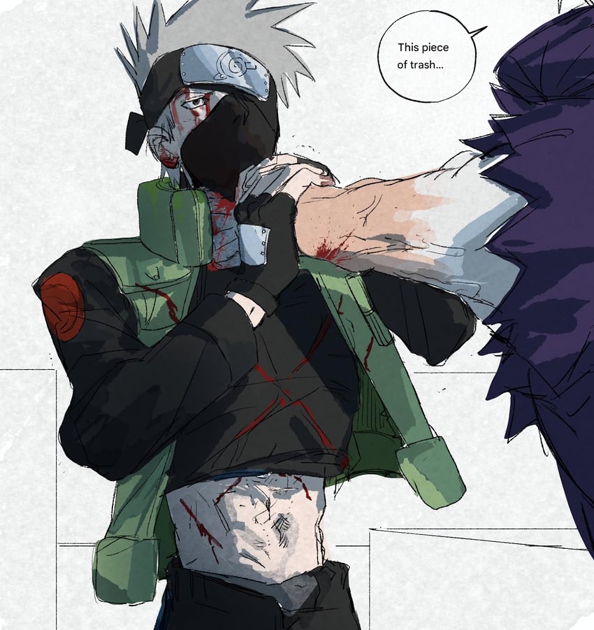 hatake kakashi and uchiha obito (naruto and 1 more) drawn by jobbpann
