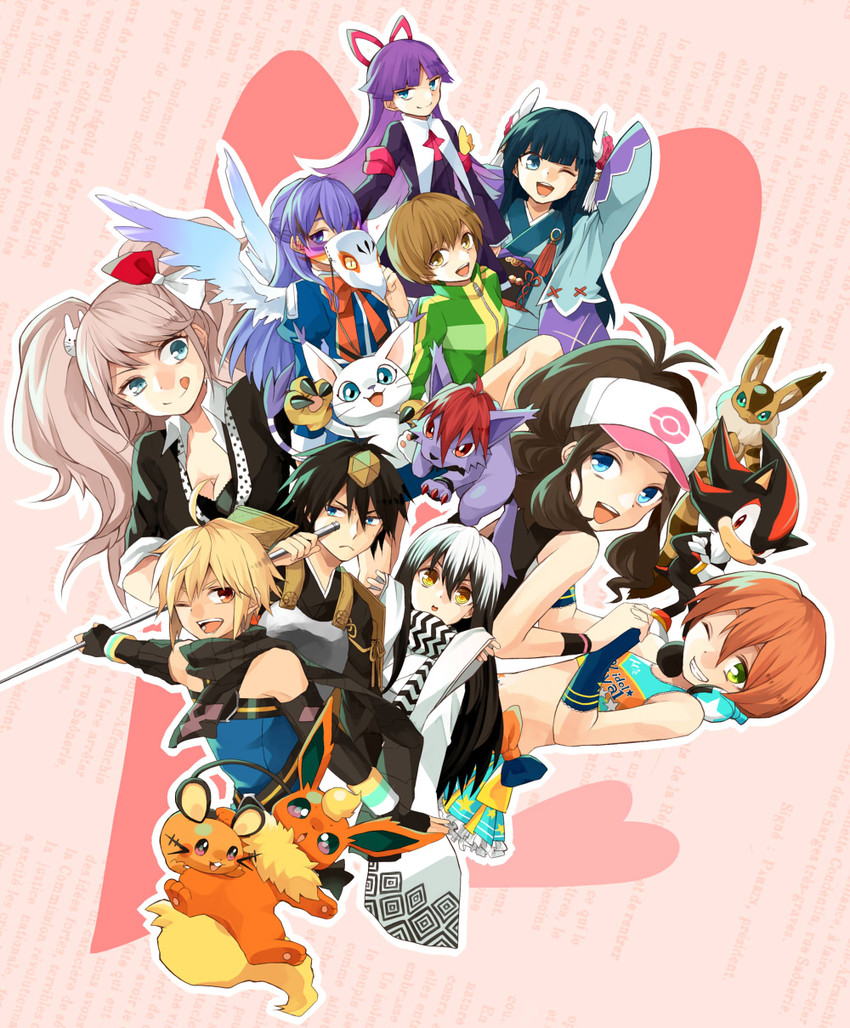 hilda, hoshizora rin, enoshima junko, satonaka chie, shadow the hedgehog, and 7 more (pokemon and 19 more) drawn by amarisu