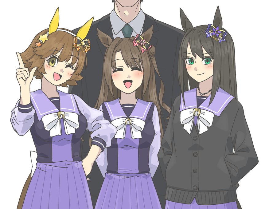 producer, shibuya rin, shimamura uzuki, and honda mio (idolmaster and 2 more) drawn by kopperion