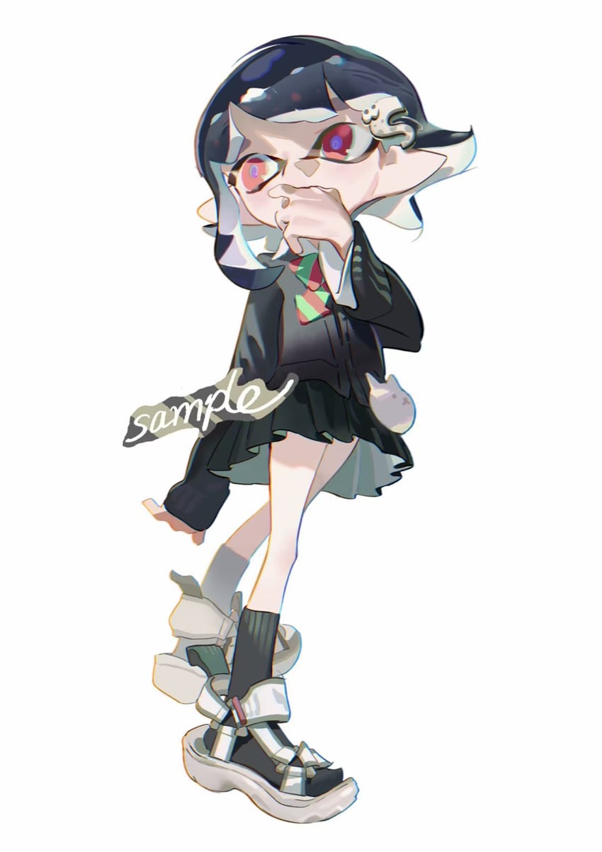 inkling player character and inkling girl (splatoon) drawn by acuteghost