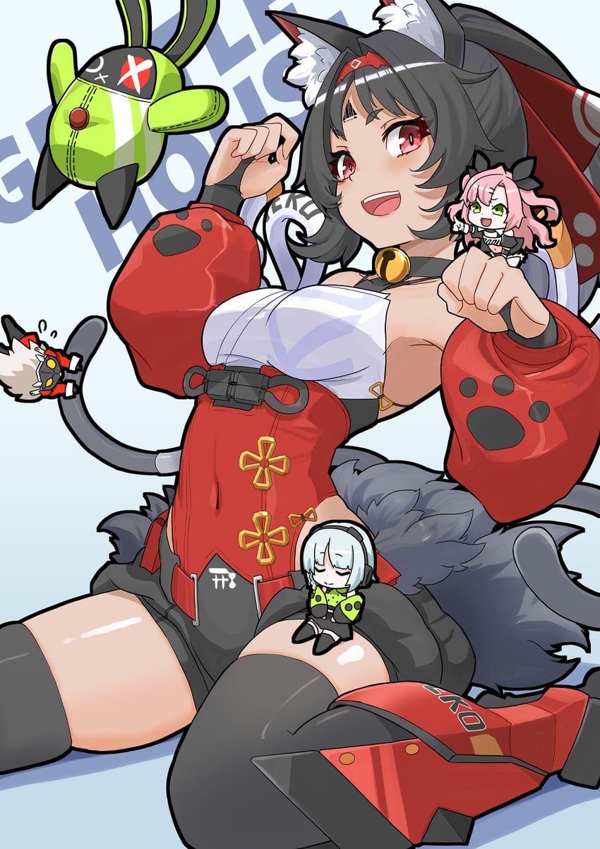 nicole demara, anby demara, amillion, nekomiya mana, and billy kid (zenless zone zero) drawn by board_coark