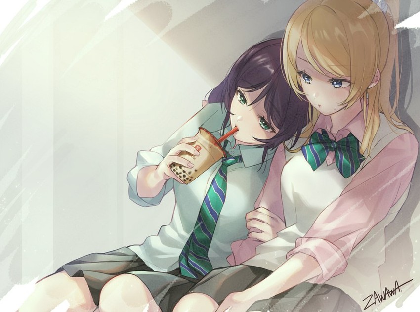 tojo nozomi and ayase eli (love live! and 1 more) drawn by zawawa_(satoukibi1108)