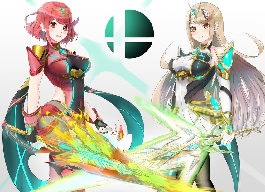 pyra and mythra (xenoblade chronicles and 2 more) drawn by kanuici336