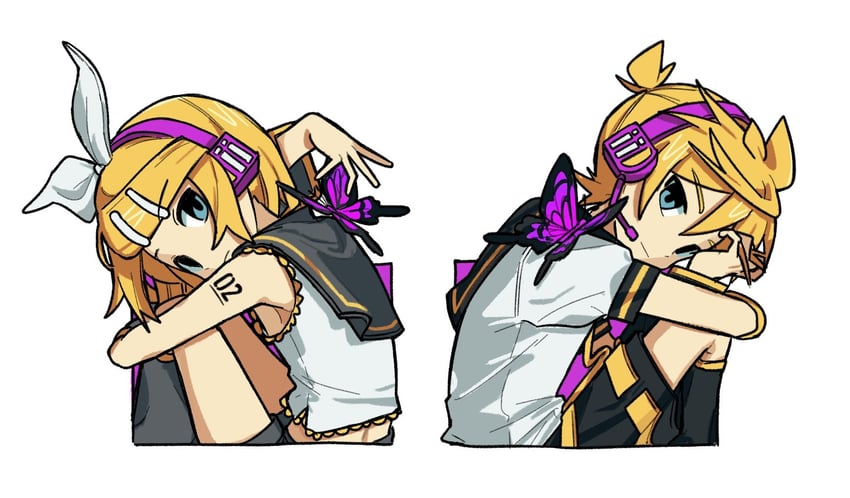 kagamine rin and kagamine len (vocaloid and 1 more) drawn by gagwan